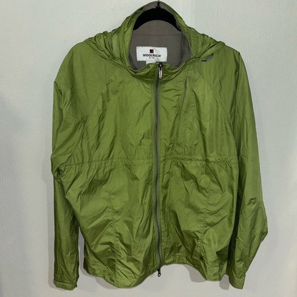 Woolrich Lightweight Windbreaker Rain Jacket in Aloe Green Size XL - Picture 2 of 8